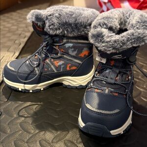 Cozy Blue Kids Boots with Faux Fur Trim